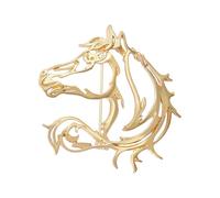 Elegante broche metálico de caballo intrincado con detalles calados de 16 g, joyería ligera, regalo de ramillete para adultos, joyería hueca de moda 2026, talla única, como se describe
