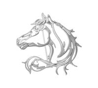 Elegante broche metálico de caballo intrincado con detalles calados de 16 g, joyería ligera, regalo de ramillete para adultos, joyería hueca de moda 2026, talla única, como se describe