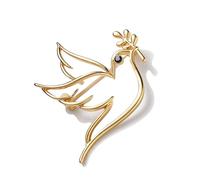 Elegante broche ovalado de palomas de la paz, diseño minimalista hueco, joyería de aleación, pin de aleación vintage para mujeres y hombres, broche minimalista, One Size, como se describe