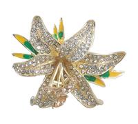 Elegante broche vintage con diseño de lirios y flores, adorno de aleación de aleación de solapa, hermoso broche decorado con flores