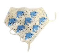 Elegante bufanda de punto para el pelo de tela suave tocado de moda vintage floral triángulo bandana para niñas y mujeres