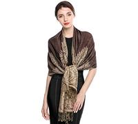 Elegante Bufanda Estampada para Mujer Lujoso Chal Cálido con Borla Suave Pashmina Estilo Paisley Étnico Uso en Otoño Invierno 200 * 70cm/(3-Marrón oscuro)