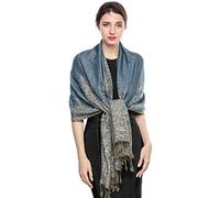 Elegante Bufanda Estampada para Mujer Lujoso Chal Cálido con Borla Suave Pashmina Estilo Paisley Étnico Uso en Otoño Invierno 200 * 70cm/(15-Azul índigo)