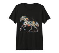 Elegante Caballo al Galope con Detalles Colorido Camiseta Premium