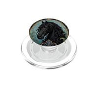 Elegante Caballo frisón Negro Estilo Art Nouveau PopSockets PopGrip para MagSafe