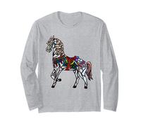 Elegante Caballo Redondo de vidrieras Merry Go Manga Larga