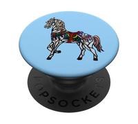 Elegante Caballo Redondo de vidrieras Merry Go PopSockets PopGrip Adhesivo