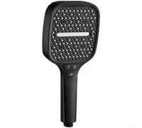 Elegante cabezal de ducha cuadrado negro con 5 ajustes de presión e inyección de aire turboalimentada para una salida consistente y amplia cobertura en cualquier soporte de pared (M)