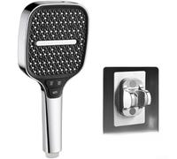 Elegante cabezal de ducha cuadrado negro con 5 ajustes de presión e inyección de aire turboalimentada para una salida consistente y amplia cobertura en cualquier soporte de pared (B)