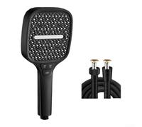 Elegante cabezal de ducha cuadrado negro con 5 ajustes de presión e inyección de aire turboalimentada para una salida consistente y amplia cobertura en cualquier soporte de pared (O)