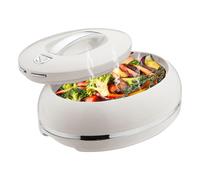 Elegante cacerola grande ovalada aislada con tapa abierta con una mano, 3.15 cuartos de galón, calentador de alimentos de lujo, cuenco térmico para bufé/fiestas, contenedor de alimentos calientes de