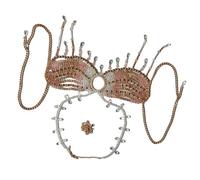 Elegante cadena de brasier con perlas y borlas de cristal para trajes de fiesta raves