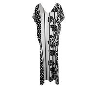 Elegante caftán de gran tamaño con cuello en V para mujer, estampado floral, caftán suelto para verano, parque acuático, tamaño universal, suelto, traje de baño para playa, kimono largo, caftanes