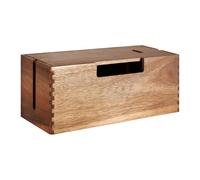 Elegante caja de almacenamiento de accesorios electrónicos de madera natural que oculta de forma segura tiras de alimentación y cables para escritorio, hogar, oficina, caja de gestión de cables de