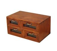 Elegante caja de almacenamiento de madera maciza delicada con cuatro cajones para una organización versátil del hogar