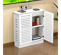 Elegante caja de almacenamiento para enrutador WiFi, organizador de PVC para módem y enrutador, rejilla transpirable, gabinete de escritorio, muebles para el hogar y la oficina, color blanco (32