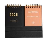 Elegante calendario de escritorio 2026 con visualización de fecha de doble fila y frases mensuales inspiradoras para interior del hogar, accesorio de doble fila