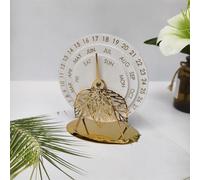 Elegante calendario de madera y hierro para uso de escritorio con componentes giratorios para una gestión continua de la fecha (en forma de hoja)