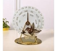 Elegante calendario de madera y hierro para uso en escritorio con componentes giratorios para una gestión continua de la fecha (pajarito)
