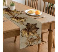 Elegante camino de mesa de hojas, diseño floral vintage, decoración de otoño para el hogar, comedor, reuniones familiares de Acción de Gracias, 33 x 183 cm