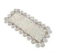Elegante camino de mesa de lino con bordes ribeteados de encaje, mantel rectangular de estilo europeo para mesas de hogar y comedor (40 x 180 cm)