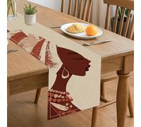 Elegante camino de mesa de mujer africana, estilo bohemio artístico, decoración del hogar para reuniones y celebraciones de otoño, 33 x 183 cm