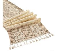 Elegante camino de mesa de punto para cualquier ocasión, diseño bohemio con detalles de borla (B)