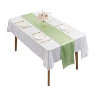Elegante camino de mesa de satén, perfecto para mejorar las mesas de bodas y banquetes (hierba verde)
