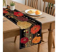 Elegante camino de mesa floral, vintage, flores rojas y amarillas, decoración de otoño para el hogar, reuniones familiares, eventos, 33 x 183 cm