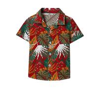 Elegante camisa de verano informal de manga corta para caballero floral para niños para playa y vacaciones, rosso, 4-5 años