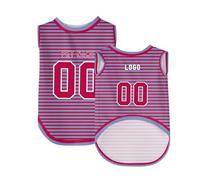 Elegante camiseta a rayas para mascotas, camisa personalizable para perro con número de nombre y logotipo personalizados, suéter suave y elástico para comodidad en interiores o salidas de primavera