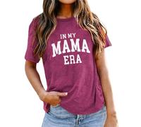 Elegante camiseta casual estampada para mujer, manga corta, cómoda y versátil para el día a día. Camiseta negra para mujer, morado, L