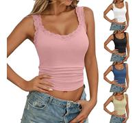 Elegante camiseta de manga ancha con cuello en V y delicado ribete de encaje, punto acanalado suave de primera calidad para un uso diario sofisticado, citas nocturnas y fiestas, rosso, 3XL