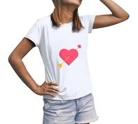 Elegante camiseta de San Valentín para mujer cómoda para parejas joyas de neón, Blanco, XL