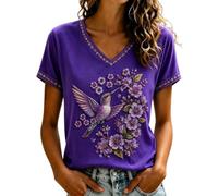Elegante camiseta morada con estampado floral para apoyar la campaña educativa de, morado, 4XL