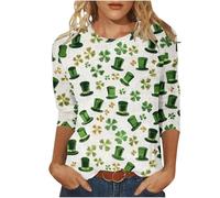 Elegante camiseta para mujer del Día de San Patricio con diseño estampado moderno, ajuste entallado para un ajuste perfecto, Blanco, XXL