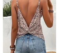 Elegante Camisola Especial con Estampado Floral y Espalda Cruzada, Top de Tirantes sin Casual y Verano, Ropa de Mujer