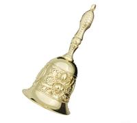 Elegante campana de mesa de mano, construcción de aleación de cobre para llamadas de servicio y prácticas de meditación (dorado)
