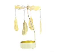 Elegante candelabro dorado diseñado para girar automáticamente cuando se enciende; una impresionante adición a tus necesidades de decoración de eventos (plumas)