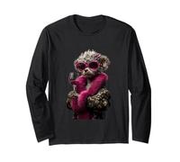 Elegante caniche Moda Perro Copa de Vino Retrato gráfico pequeño Manga Larga