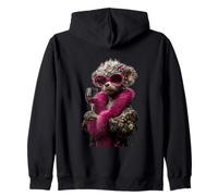 Elegante caniche Moda Perro Copa de Vino Retrato gráfico pequeño Sudadera con Capucha