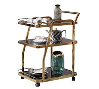 Elegante carrito de barra de metal con 4 ruedas, perfecto para cocina, sala de estar y bar en casa, carrito con ruedas elegante y funcional para entretenimiento y almacenamiento
