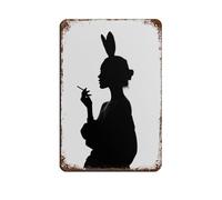 Elegante cartel retro de silueta de conejo, letrero de metal, arte elegante, retro, pintura de hierro, bar, cueva, cafetería, familia, garaje, póster decorativo de pared, 20 x 30 cm