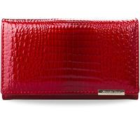 Elegante cartera charolada con monedero 100 % cuero natural para dama, marca JENNIFER JONES (rojo)
