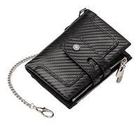 Elegante cartera de poliuretano con 1 compartimento para monedas, monedero, monedero, monedero, monedero, tarjetero de visita, bolsa de almacenamiento para hombres, Fibra de carbono