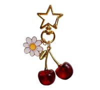 Elegante Cerezas Y Pestañas De Flores Bolsa Ligera Encanto Fruta Colgante Llavero Accesorio Para El Uso Diario Y Fiestas