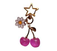 Elegante Cerezas Y Pestañas De Flores Bolsa Ligera Encanto Fruta Colgante Llavero Accesorio Para El Uso Diario Y Fiestas