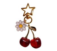 Elegante Cerezas Y Pestañas De Flores Bolsa Ligera Encanto Fruta Colgante Llavero Accesorio Para El Uso Diario Y Fiestas