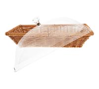 Elegante cesta de pan tejida con tapa, para exhibir pasteles, frutas y mucho más. Pequeña cesta cuadrada verde azulado para fiestas en la cocina.