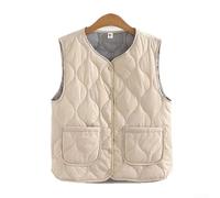 Elegante Chaleco Largo De Aspecto De Terciopelo Con Cierre De Botones Chaqueta Sin Mangas Forrada Cálida Para Diario Oficina Para Ocio Invierno Talla 2XL Hasta 5XL (4XL Beige)